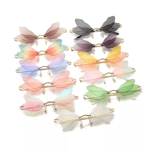 Personalized Dragonfly Sunglasses Womens Gradient UV400 Rimless Shades A
