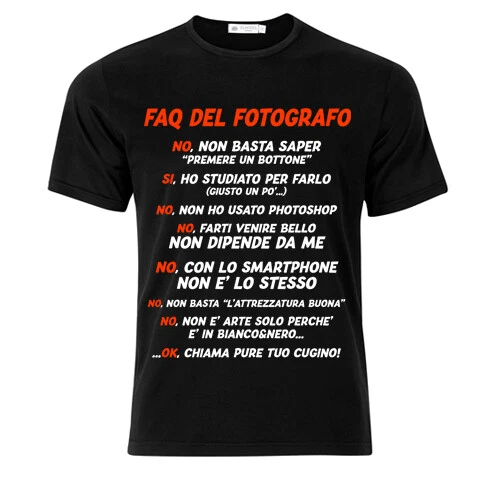 T-shirt maglietta uomo FAQ fotografo risposte divertenti cose da non chiedere!