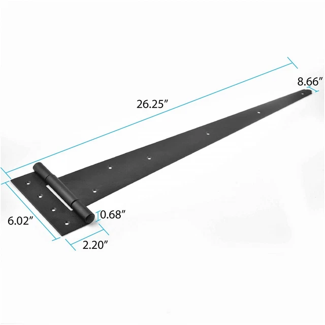 Black T Strap Hinges Heavy Duty Iron 25 1/4" L Barn Door Fence Gate 3