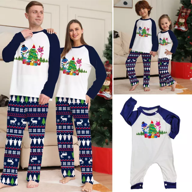 Family Xmas Matching PJs Dad Mom Kids Pyjamas Set Christmas Party Pajamas Suit