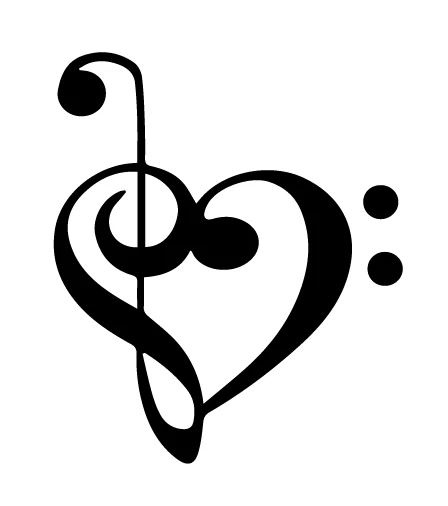 Music Note Treble and Bass Clef Heart Love Music Vinyl Die-Cut Decal Sticker