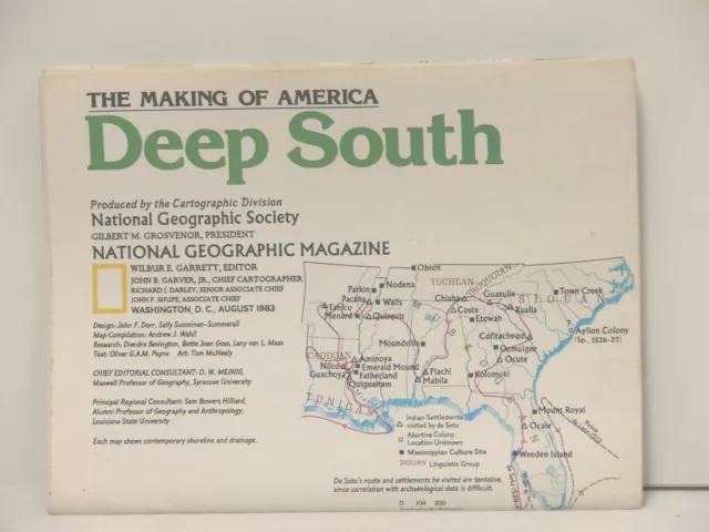 Vintage 1983 National Geographic Map of Deep South