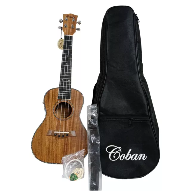 Coban Guitars Solid Electro Acoustic Tenor Ukulele 26" Size Koa Big Package inc