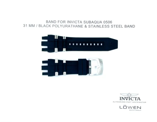 Authentic Invicta Subaqua 0506 Black Rubber & Stainless Steel 31MM Watch Band