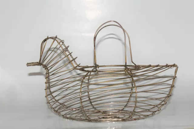 Vintage Wire Chicken Egg Gathering Basket w/ Handles  Rustic Country Farm