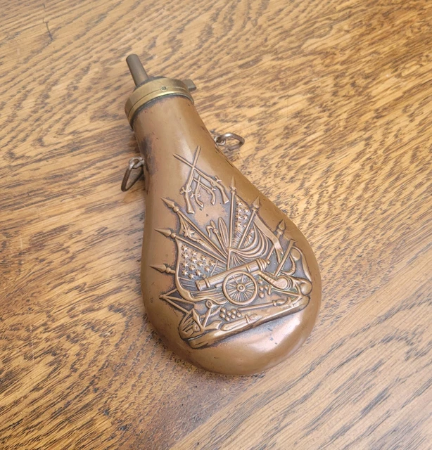 Powder Shot Flask VINTAGE &CIVIL WAR& Style Powder Shot Flask Copper & Brass Reenactment ...