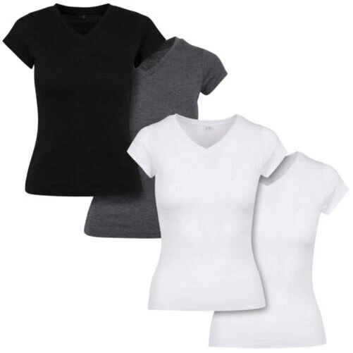 Build your Brand Femmes Basic Tee 2-Pack T-Shirts Haut Débardeurs Neuf