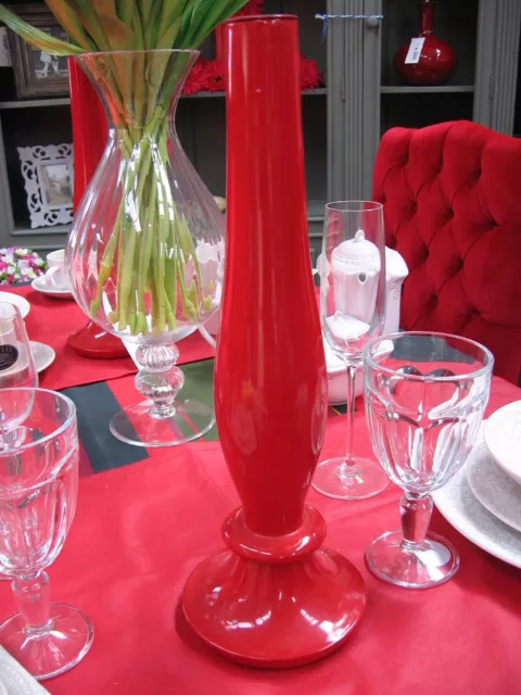 Candelabro De Madera Decorado En Rojo. 39 Alto