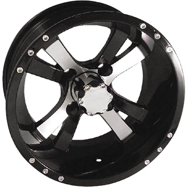 Black w/Machined 14x7, 4/4, 3+4 Ocelot E103 Golf Cart Wheel - 847-147103-02