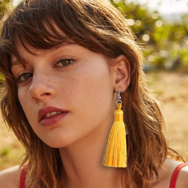 Women Fashion Bohemian Earrings Jewelry Long Tassel Fringe Hook Drop Dangle