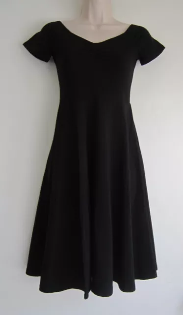 NWOT American Apparel Cap Sleeve Knee Length Pleated Black Ponte Dress Size S