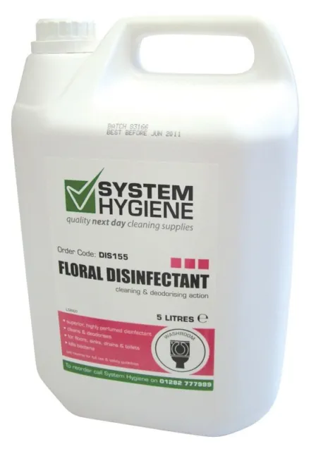 System Hygiene Powerful Floral Disinfectant 5Ltr Toilets Drains Sinks Floors