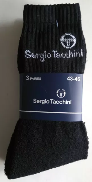 Sergio Tacchini : Lot de 3 Paires de Chaussettes Homme, 60% Coton - Taille 43-46
