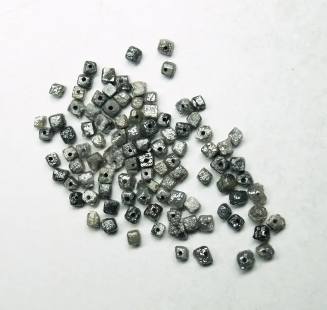 Cube brut gris naturel percé, 1 ct, perles en boîte, diamants en vrac,...