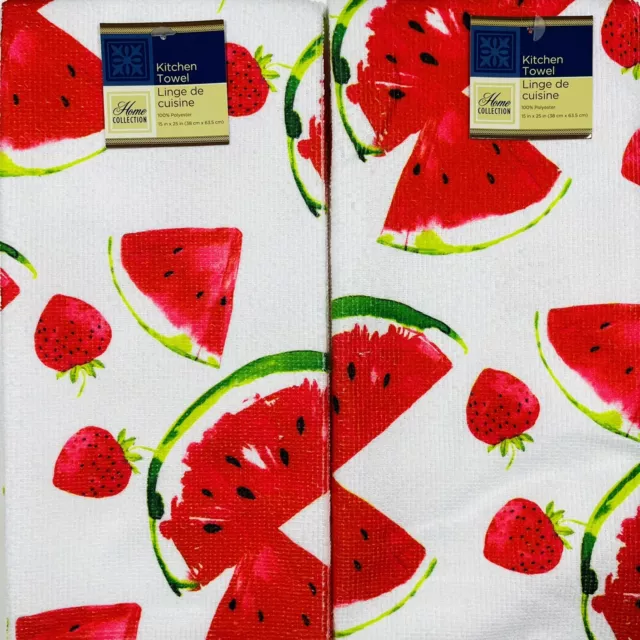 Juego de 2 toallas de cocina Home Collection sandía fresas 15""x25"" nuevas