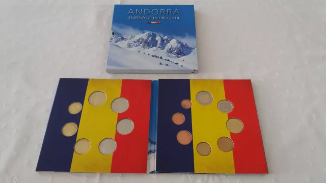 2 x KMS Andorra 2013+2014 -st- OVP im Blister+Folder = 15 Voreuro- + Euromünzen