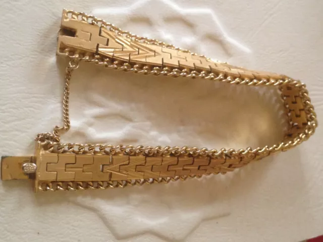 Superbe bracelet vintage maille serpent en plaqué or poinçon