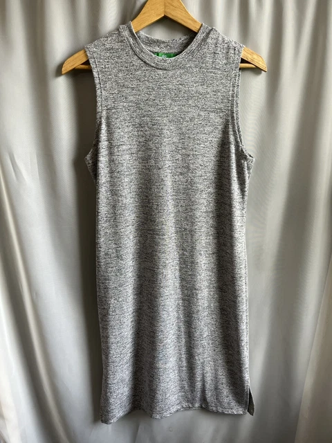 DIP Brand Medium — Knee Length Tank Dress — Mottled Gray with Side Slit