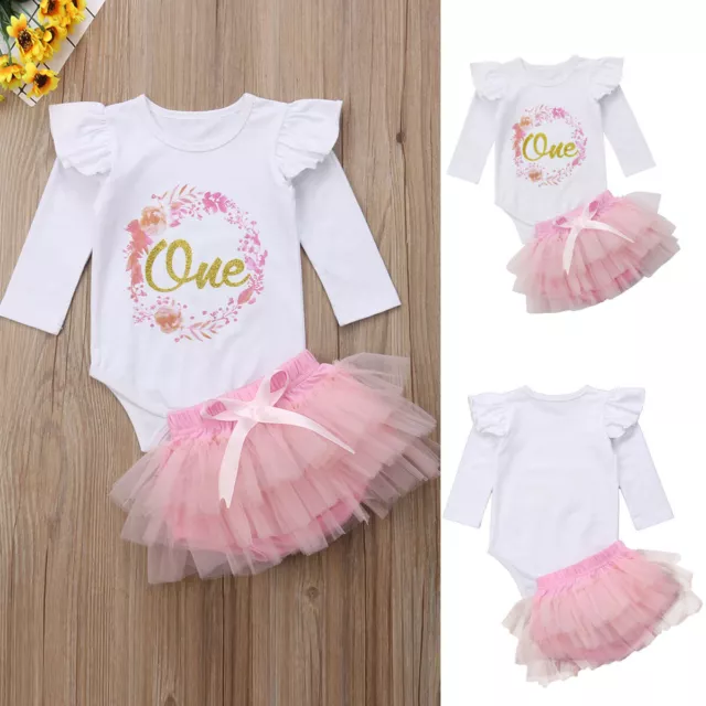 Abiti per bambine neonate 1 ° compleanno romper top gonna fascia per testa vestiti