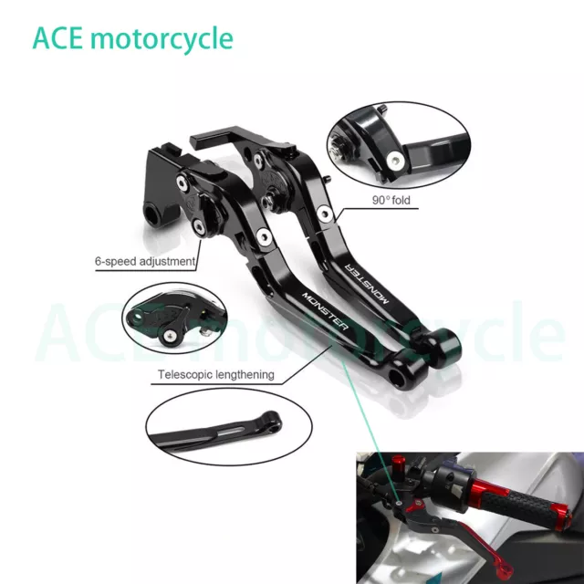 For Ducati MONSTER  696 796 797 821 1200 Adjustable CNC Clutch Brake Lever New
