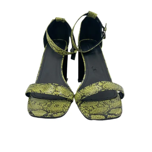 TRUFFLE COLLECTION WOMEN'S Green Snake Print Block Heel Sandals Size 6 ...