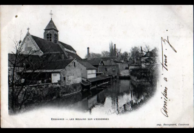 ESSONNES (91) LAVANDIERES au LAVOIR & MOULINS , Bords de l'ESSONNES en 1903