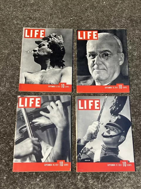 Life Magazine 1937 Full Month September Lot Complete Sept 6 13 20 27 Look Wow!