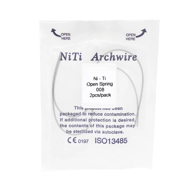 2 Pcs Dental Orthodontic NITI Alloy Open Coil Spring Arch Wires 0.008*180mm