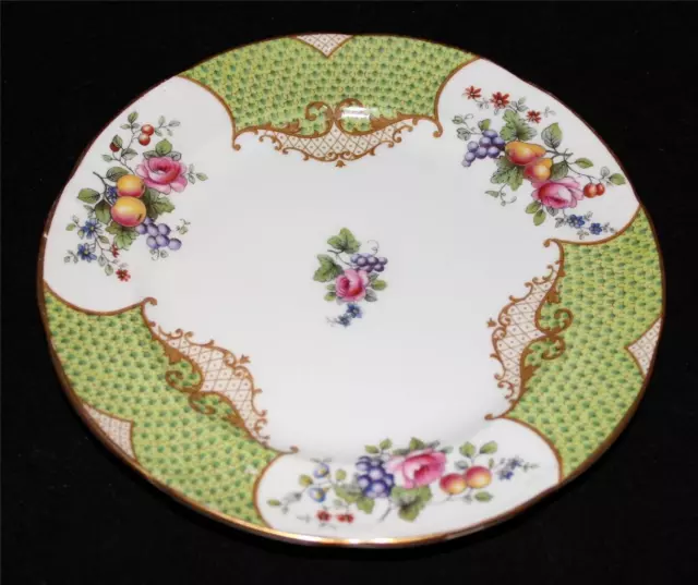 Aynsley SCALA Bread Plate, Green Scales, Floral & Fruit, Mortlocks 4680