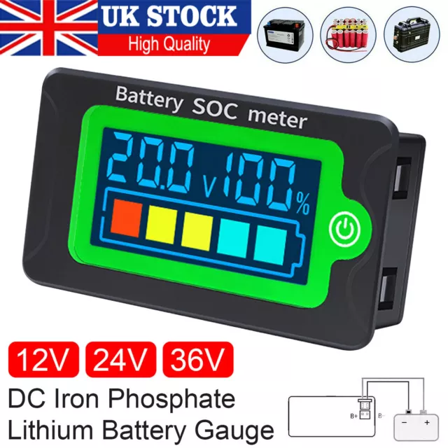 LCD Digital Battery Charge Capacity Status Display Indicator Monitor Meter 36V