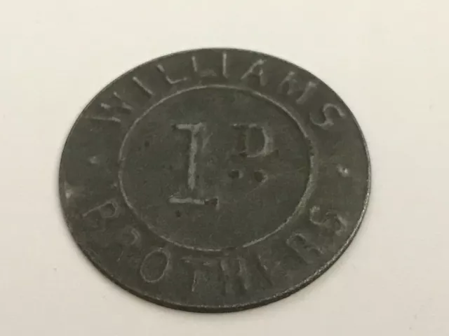 Vintage Token Coin - 1D 1 Pence Williams Brothers Direct Supply Stores