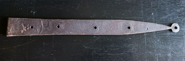ANTIQUE Primitive 20" HAND FORGED IRON BARN DOOR STRAP HINGE c.1840 4