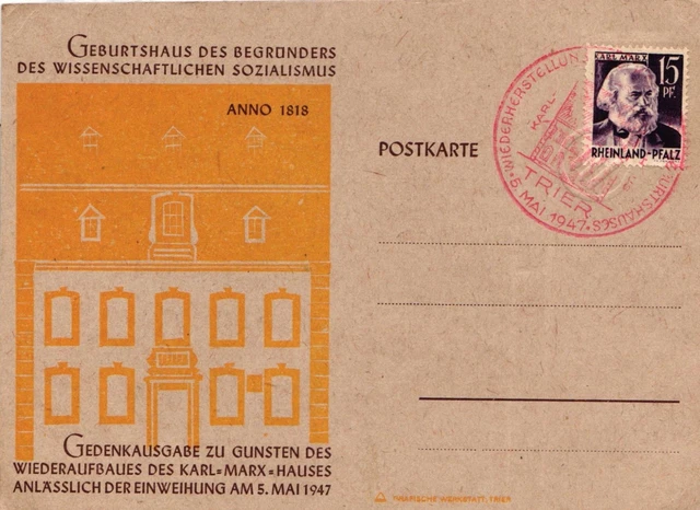 Französische Zone Rheinland-Pfalz 5 auf Postkarte #IS025