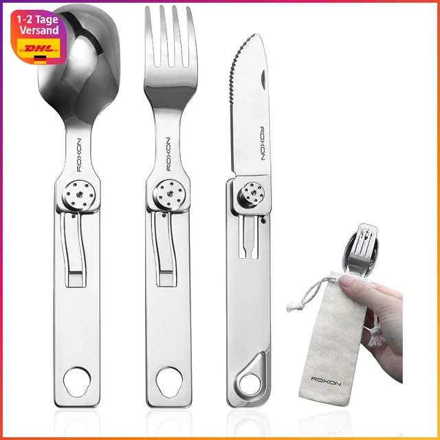 Nextool Campingbesteck – 2-teiliges Edelstahl-Set Mit Gabel & Löffel, Praktisches Etui