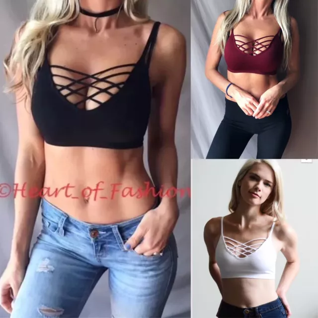 CRISS CROSS STRAPPY Bralette Removable Padding Adjustable Straps Small Plus  Size $14.99 - PicClick