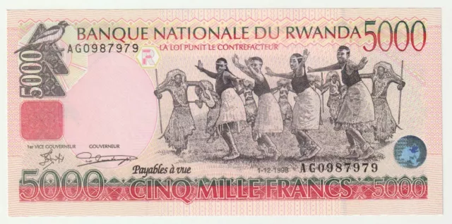 Rwanda 5,000 Francs Pick 28a 1998 in UNC condition