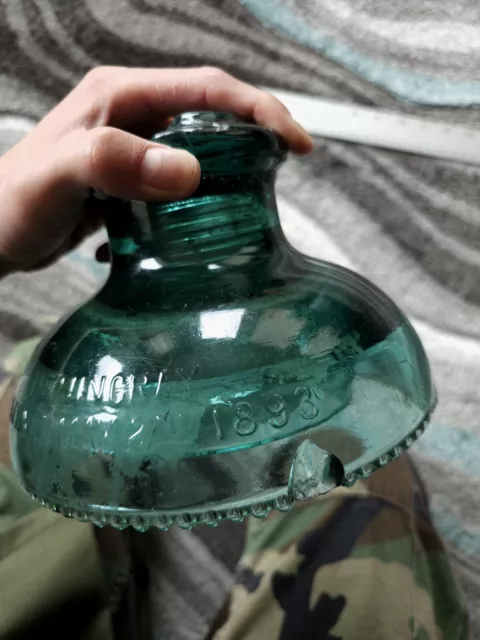 Hemingray CD-302 Muncie Glass Insulator Big Aqua