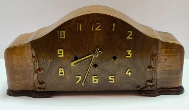 Vintage German Art Deco Mid Century Modern Westminster Chime Mantel Shelf Clock