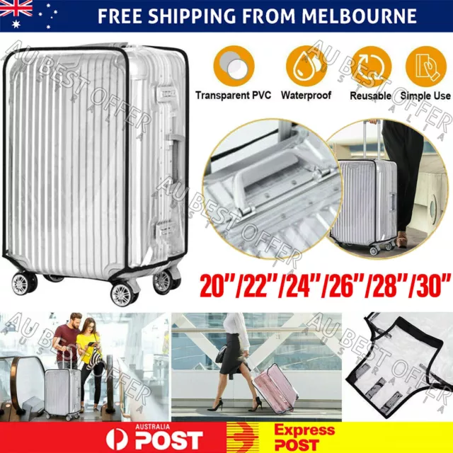 Transparent Waterproof PVC Travel Luggage Protector Suitcase Cover 20"-30" AU