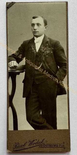 orig. CDV Foto Fotografie Bild alt Herr Mann Mode um 1895 Ostrowo Posen