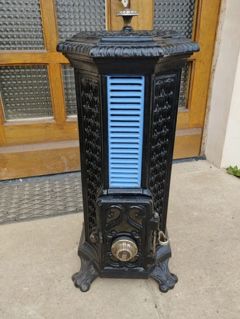 Poêle à Bois Godin 3721 Rose Émaillé – 10kW, Fonte Française, Rénové