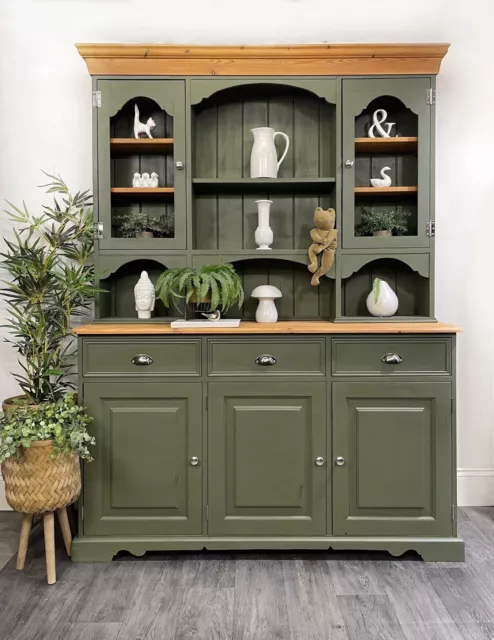 Welsh dresser Painted Botanical Green Solid Pine Farmhouse Style