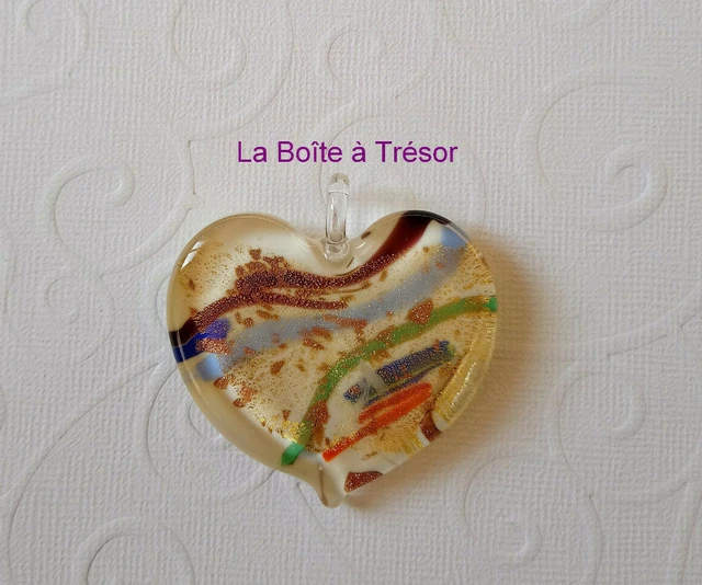 Pendentif Ancien En Verre De Murano - Forme Goutte - Bijou Vintage Et Unique