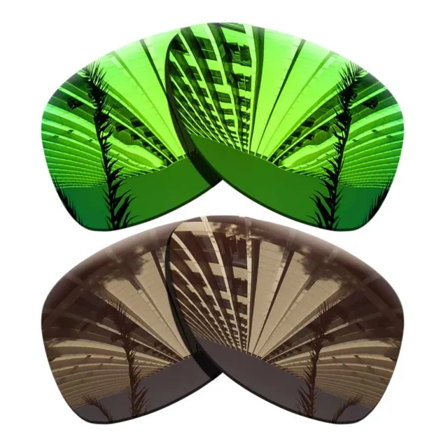 2 Pairs Polarized Replacement Lenses For-Oakley Dispatch 2-Sapphire Green+Brown