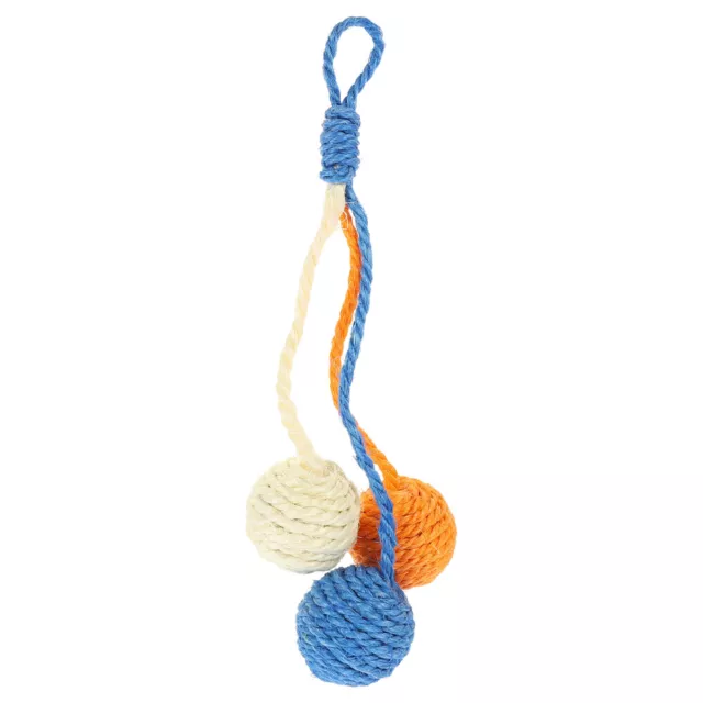 Cat Chew Ball Toy Pet Sisal Interactive Boredom Relief (Color) Hanging
