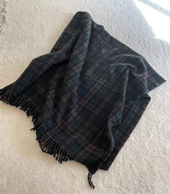 Pendleton Brown Plaid Home Collection Merino Wool Throw 54"x50” Blancket