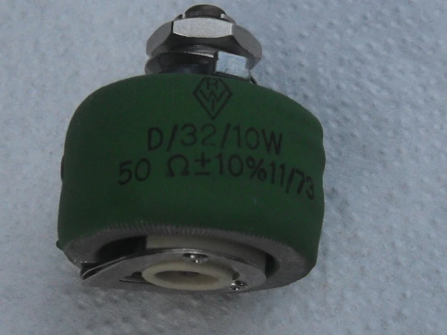 Potentiometer Wire Resistance RWI Ceramic Design.  0 to 50 ohms, 10 watts, D/32