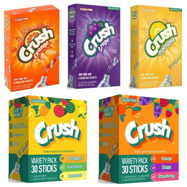 Crush Powdered Drink Mix, On the Go Drink, Mix Flavors - USA IMPORT