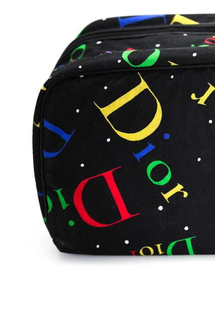 Christian Dior Womens Multicolored Logo Polka Dot Cosmetic Case Black Canvas 8