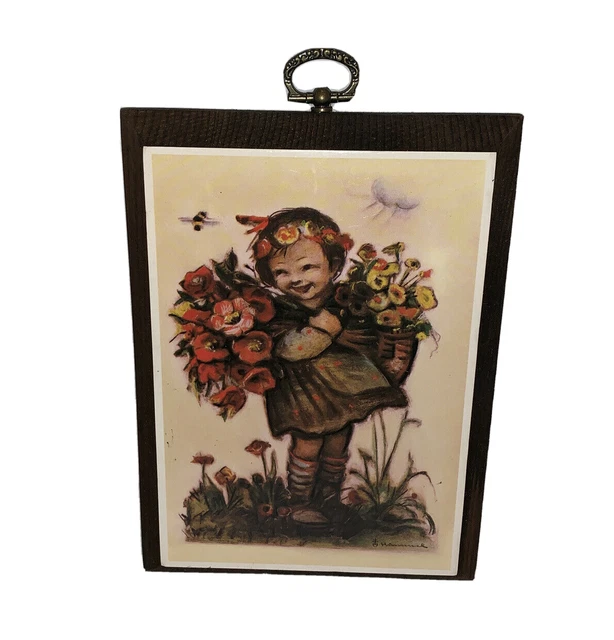 Vintage Original Hummel Print Ars Sacra Ars Edition Girl Holding Flowers 1981 Vintage Original Hummel Print Ars Sacra Ars Edition Girl Holding Flowers 1981